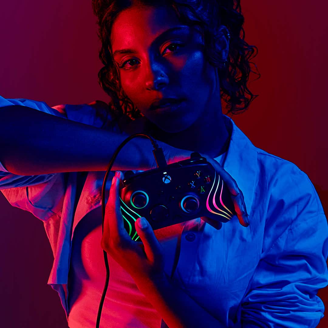 Alt View 16. PDP - Afterglow Wave Wired LED Controller, Customizable/App Supported For Xbox Series X|S, Xbox One & Windows 10/11 PC - Gray.