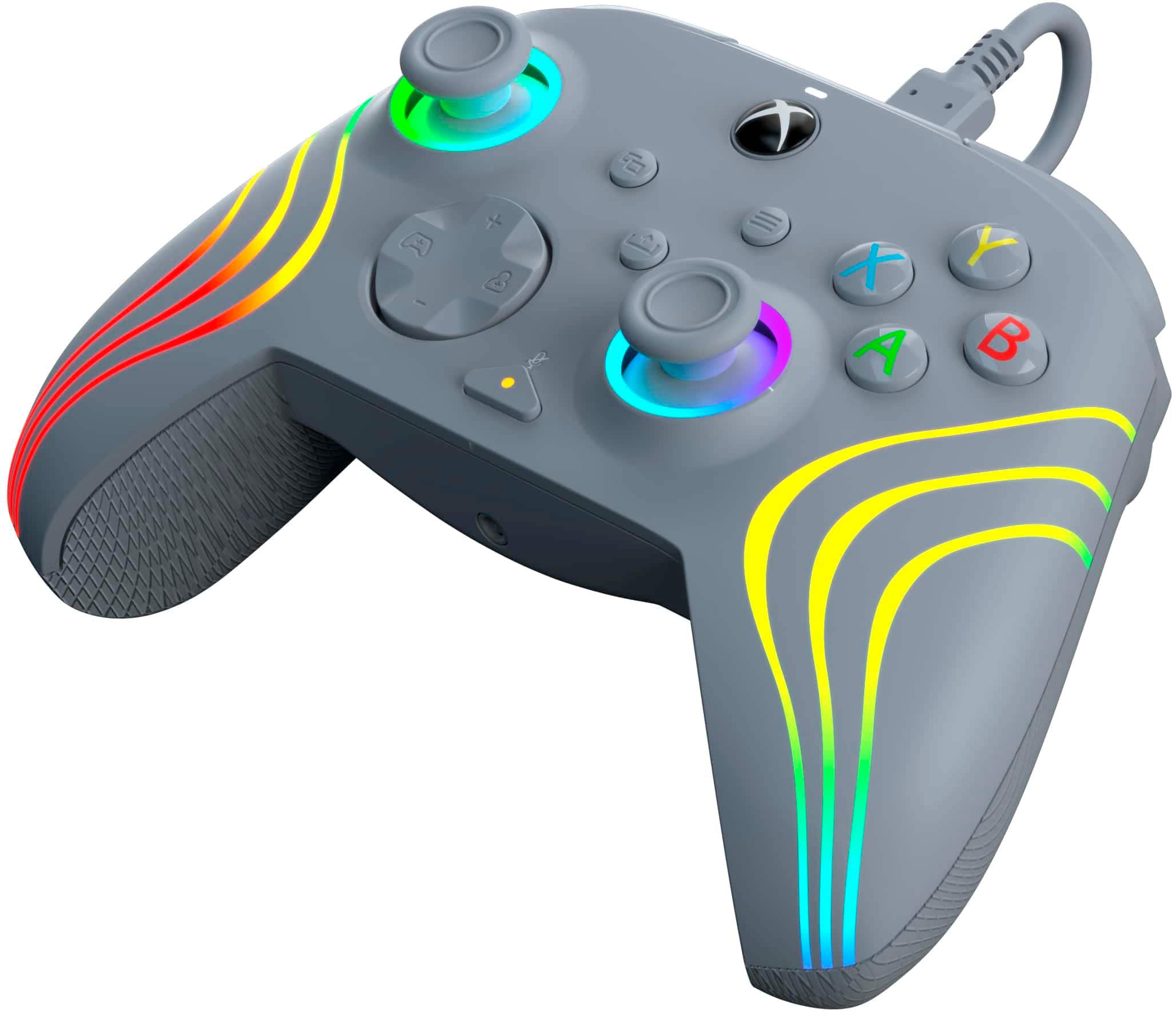 Left. PDP - Afterglow Wave Wired LED Controller, Customizable/App Supported For Xbox Series X|S, Xbox One & Windows 10/11 PC - Gray.