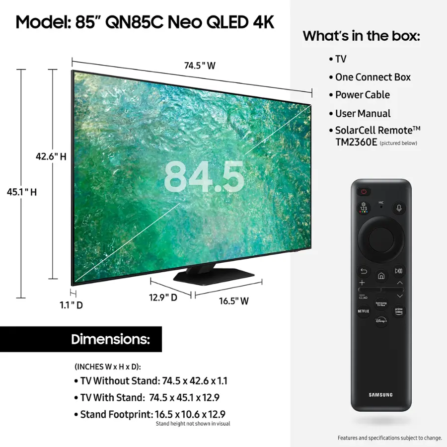 Samsung 85” Class QN85C Neo QLED 4K UHD Smart Tizen TV (2023 ...