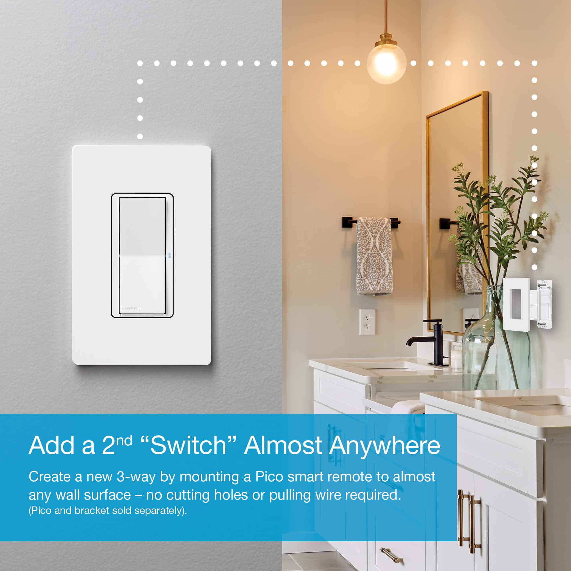 Alt View 19. Lutron - Claro Smart Switch for Caséta, On/Off Control of Lights/Fans, 5-Amp/Neutral Wire Required - White.