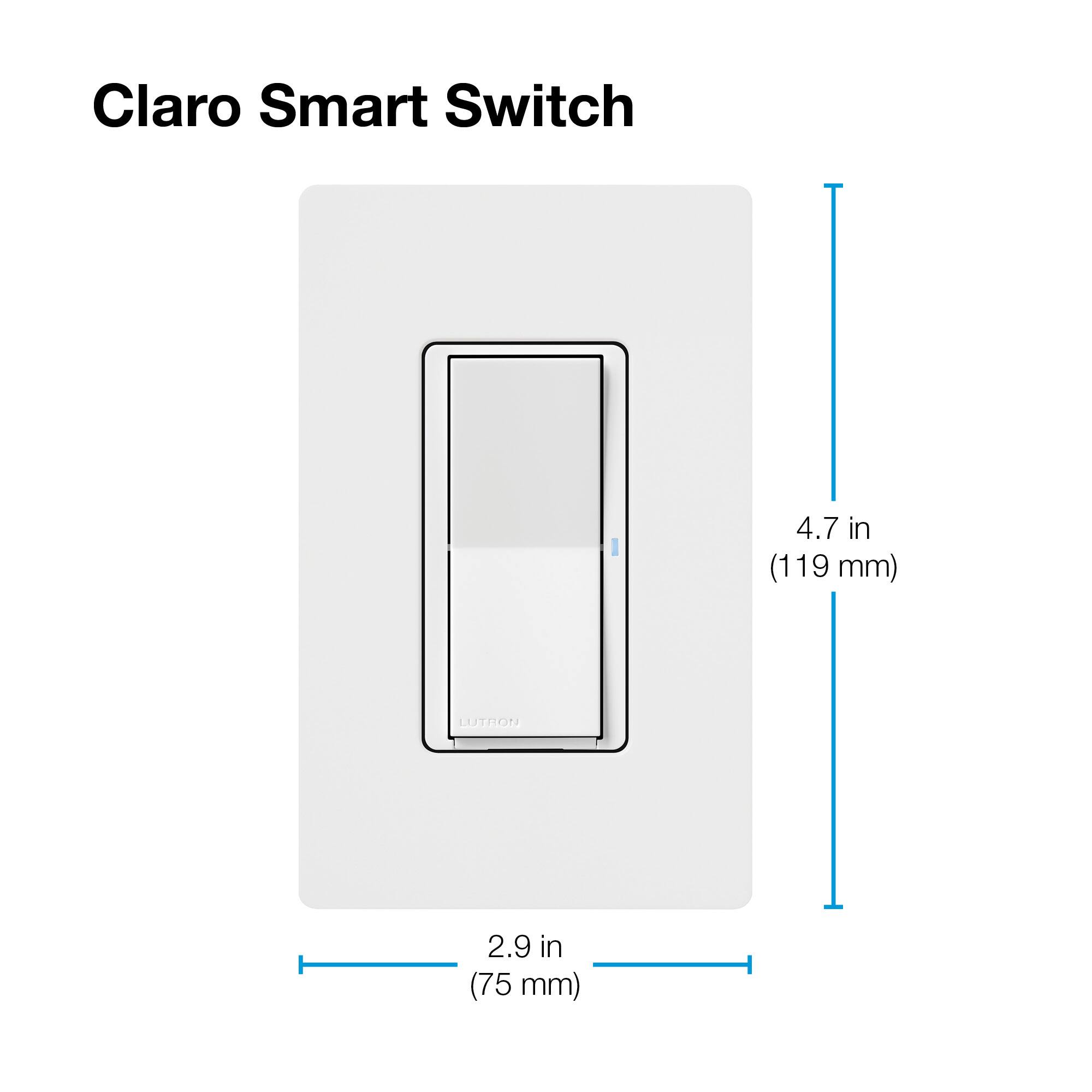 Alt View 23. Lutron - Claro Smart Switch for Caséta, On/Off Control of Lights/Fans, 5-Amp/Neutral Wire Required - White.