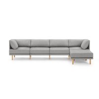 Burrow - Contemporary Range 4-Seat Sofa with Attachable Ottoman - Stone Gray - Front_Zoom