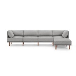 Burrow - Contemporary Range 4-Seat Sofa with Attachable Ottoman - Stone Gray - Front_Zoom