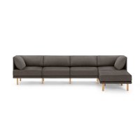 Burrow - Contemporary Range 4-Seat Sofa with Attachable Ottoman - Heather Charcoal - Front_Zoom