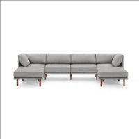 Burrow - Contemporary Range 4-Seat Sofa with Double Attachable Ottoman - Stone Gray - Front_Zoom