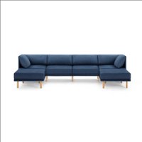 Burrow - Contemporary Range 4-Seat Sofa with Double Attachable Ottoman - Navy Blue - Front_Zoom