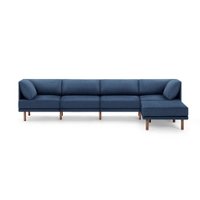 Burrow - Contemporary Range 4-Seat Sofa with Attachable Ottoman - Navy Blue - Front_Zoom