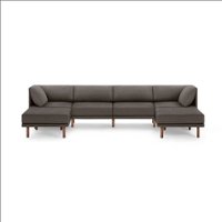 Burrow - Contemporary Range 4-Seat Sofa with Double Attachable Ottoman - Heather Charcoal - Front_Zoom