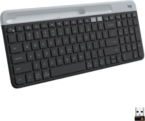 Logitech - K585 Full-size Wireless Scissor Keyboard for Windows, Mac, Chrome, Android with Build-in Cradle for device - Graphite - Front_Zoom