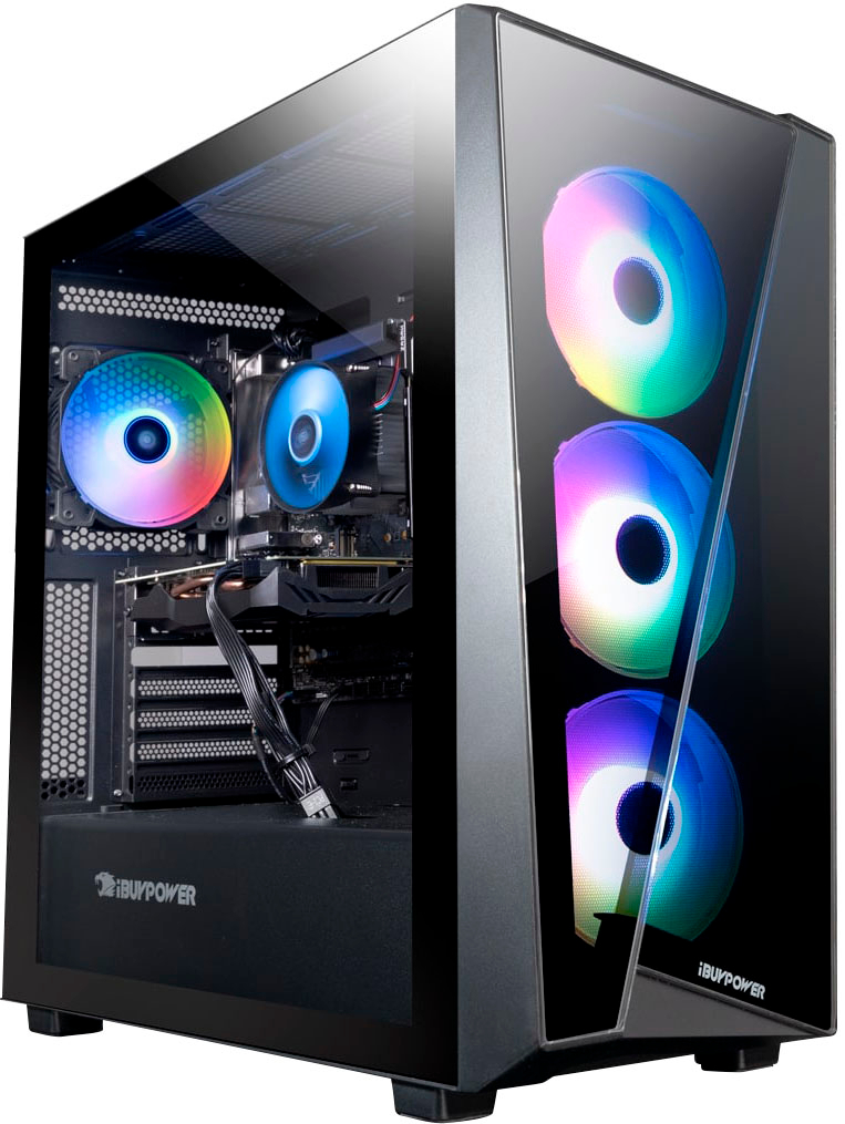 Angle View: iBUYPOWER - SlateMR Gaming Desktop – Intel Core i5-13600KF – 16GB Memory – NVIDIA GeForce RTX 3060Ti 8GB – 1TB NVMe - Black