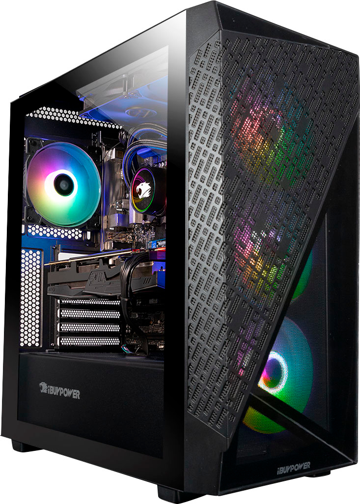 Angle View: iBUYPOWER - SlateMesh Gaming Desktop – Intel Core i9-13900KF – 32GB Memory – NVIDIA GeForce RTX 3070Ti 8GB – 1TB NVMe - Black