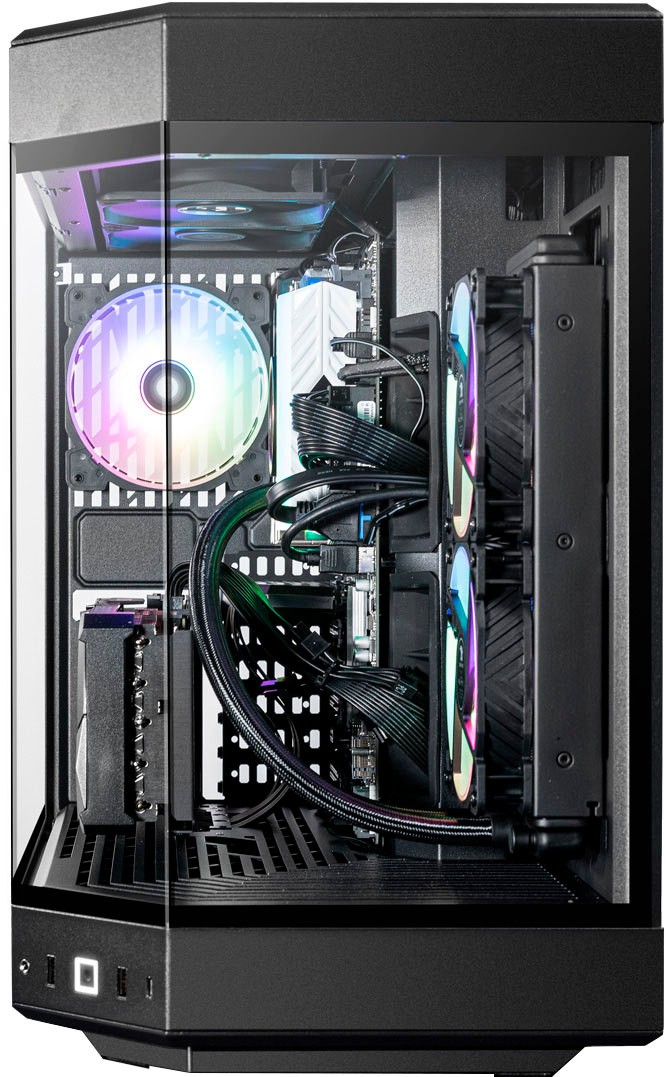 Left View: iBUYPOWER - Y60 Gaming Desktop – AMD Ryzen 7 7700X – 32GB Memory – NVIDIA GeForce RTX 3070 8GB – 1TB NVMe - Black