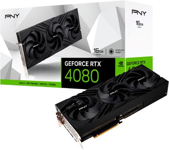 PNY NVIDIA GeForce RTX 4080 16GB GDDR6X PCI Express 4.0 Graphics Card Triple Fan and DLSS Black VCG408016TFXPB1 - Best