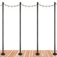 Excello Global Products - Premium String Light Poles - 4 Pack - Extends to 10 Feet – Deck Mount (Wood/Concrete) - Black - Front_Zoom