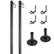 Angle. Excello Global Products - Premium String Light Poles - 2 Pack - Extends to 10 Feet – Deck Mount (Wood/Concrete) - Black.