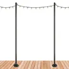 Front. Excello Global Products - Premium String Light Poles - 2 Pack - Extends to 10 Feet – Deck Mount (Wood/Concrete) - Black.