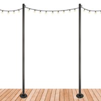 Excello Global Products - Premium String Light Poles - 2 Pack - Extends to 10 Feet – Deck Mount (Wood/Concrete) - Black - Front_Zoom