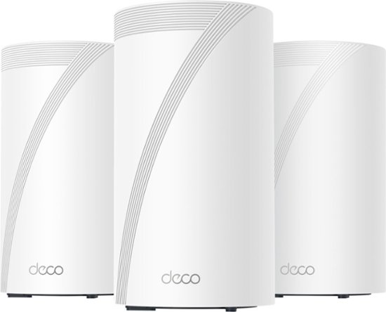 Front. TP-Link - Deco BE22000 Tri-Band Mesh Wi-Fi 7 System (3-Pack) - White.