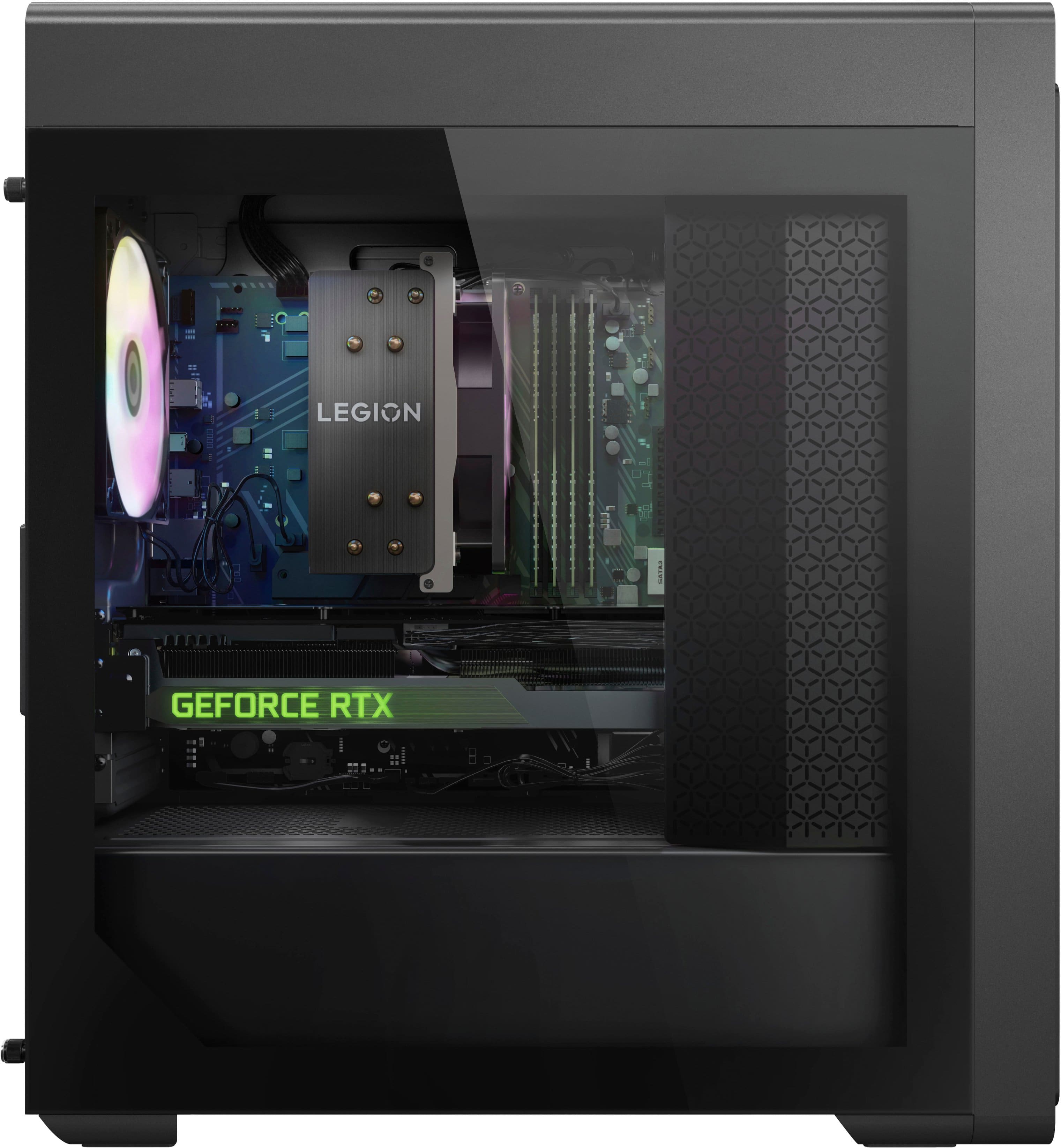 Back. Lenovo - Legion Tower 5 AMD Gaming Desktop - AMD Ryzen 7-7700X - 16GB Memory - NVIDIA GeForce RTX 4070 12GB - 512GB SSD + 1TB HDD - Storm Gray.