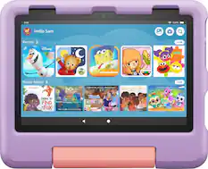 Front. Amazon - Fire HD 8 Kids Ages 3-7 (2022) 8" HD tablet with Wi-Fi 32 GB - Purple.