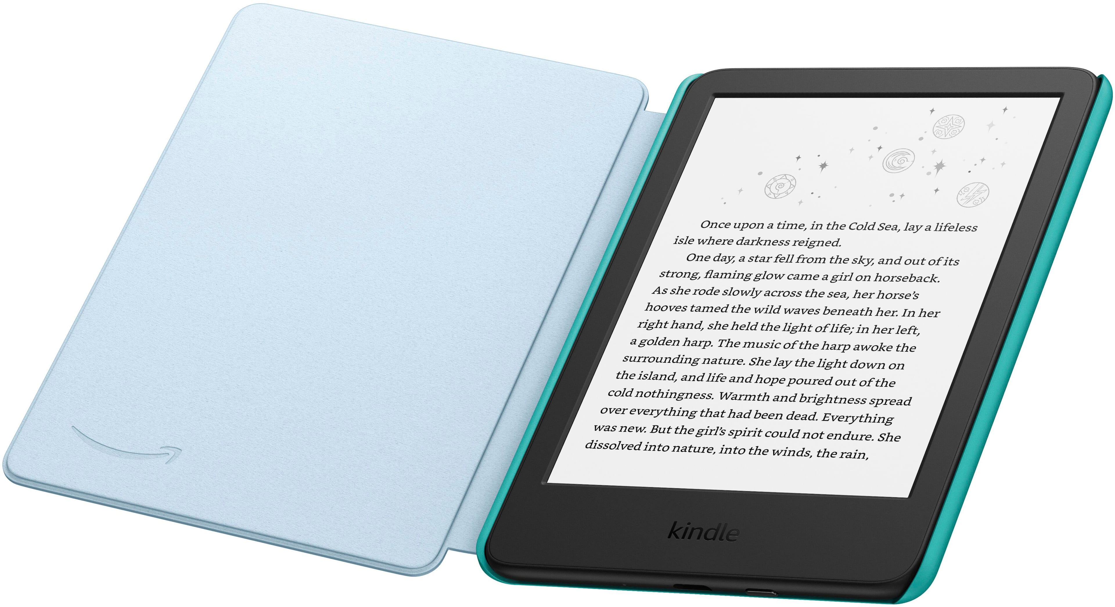 Left. Amazon - Kindle Kids E-Reader (2022 release) 6" display with cover - 16GB - 2022 - Ocean Explorer.