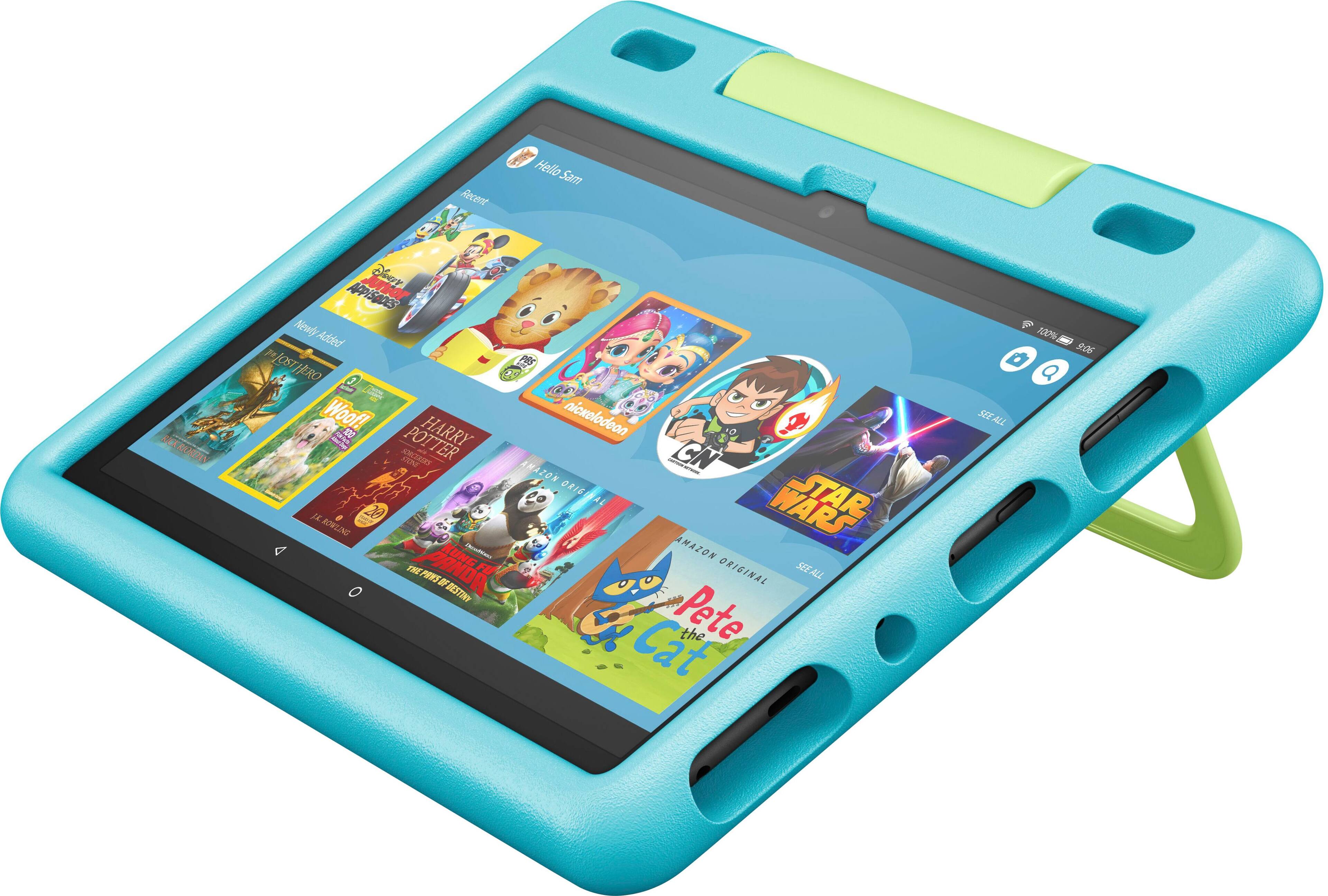 Left View: Amazon - Fire 10 Kids Pro – 10.1” Tablet – ages 6+ - 32 GB - Doodle