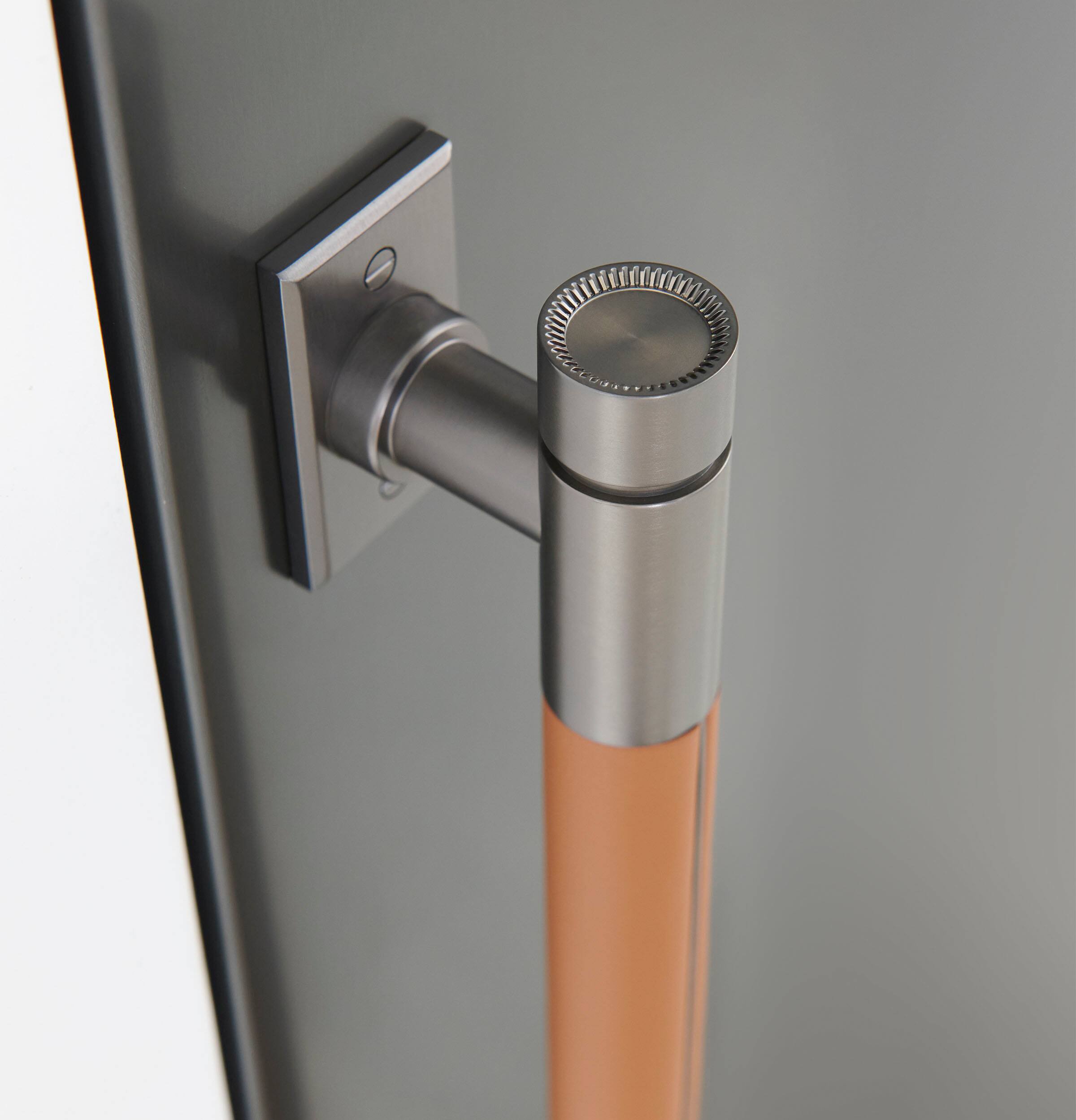 Left. Monogram - The Designer Collection Column Handle Kit - Customizable - Titanium.