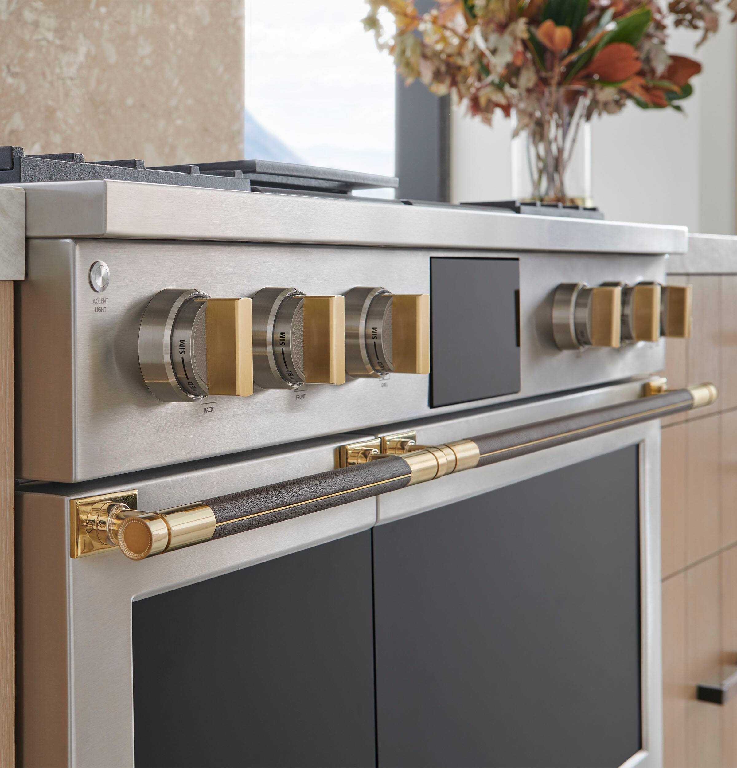 Alt View 11. Monogram - The Designer Collection Handle for 36" Pro Range - Brass.