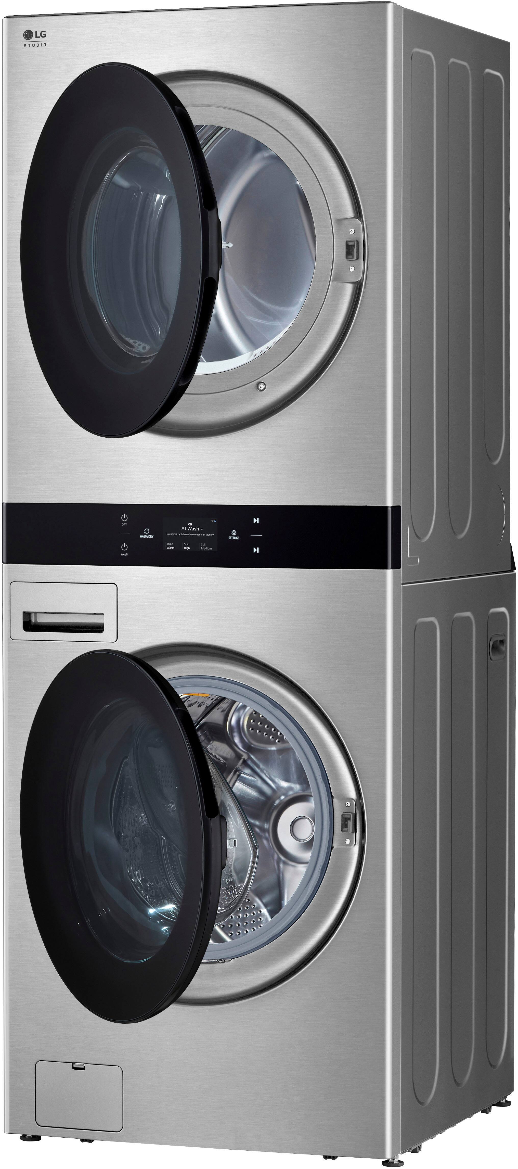 Alt View 12. LG - STUDIO 5.0 Cu. Ft. HE Smart Front Load Washer and 7.4 Cu. Ft. Electric Dryer WashTower with Steam and TurboWash 360 - Noble Steel.