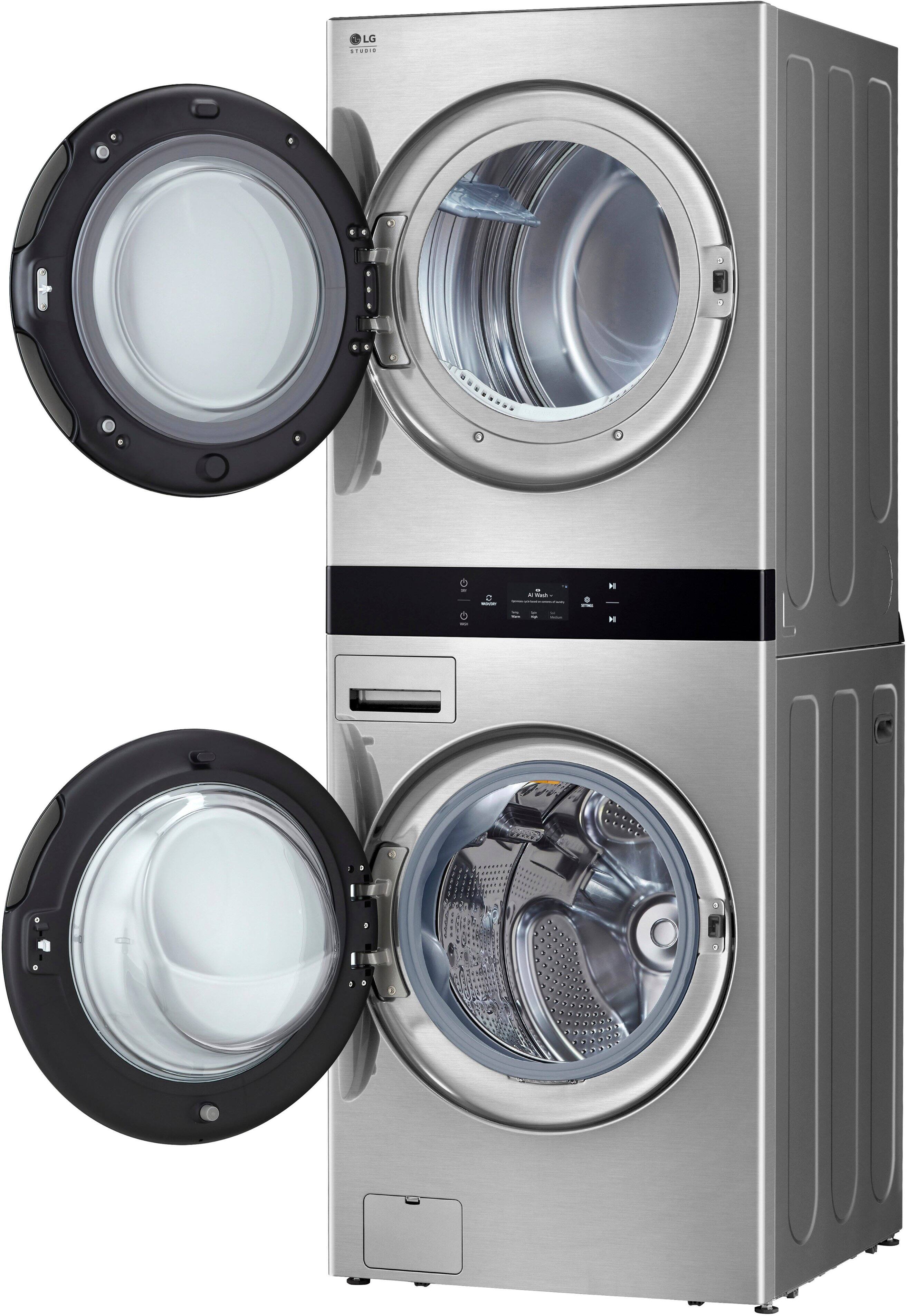 Alt View 13. LG - STUDIO 5.0 Cu. Ft. HE Smart Front Load Washer and 7.4 Cu. Ft. Electric Dryer WashTower with Steam and TurboWash 360 - Noble Steel.