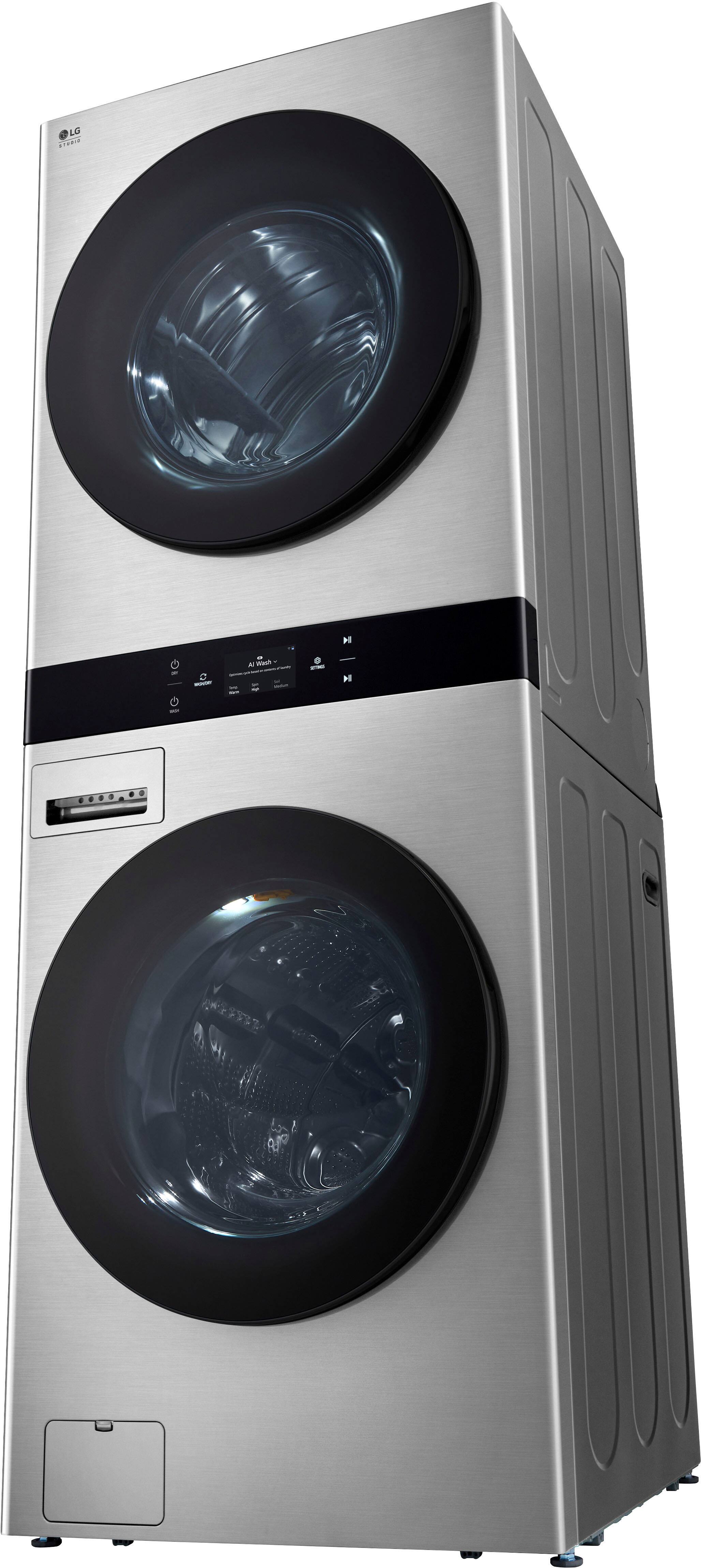 Alt View 14. LG - STUDIO 5.0 Cu. Ft. HE Smart Front Load Washer and 7.4 Cu. Ft. Electric Dryer WashTower with Steam and TurboWash 360 - Noble Steel.