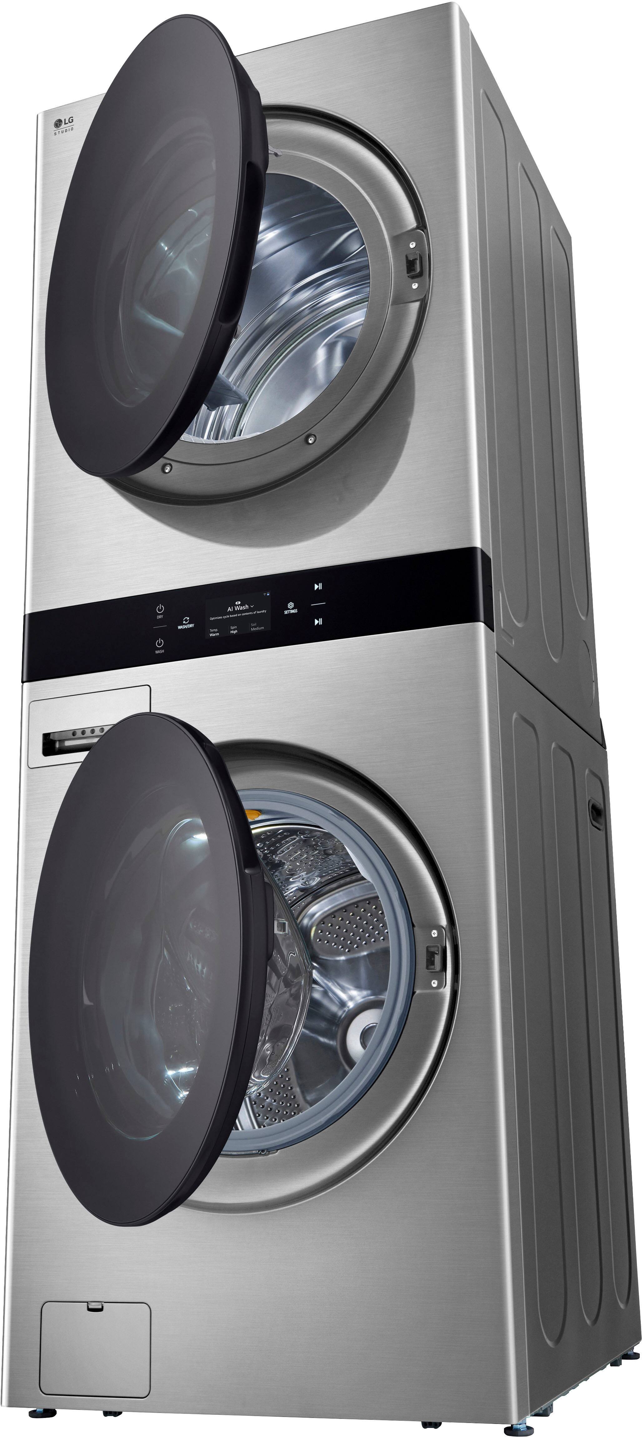 Alt View 15. LG - STUDIO 5.0 Cu. Ft. HE Smart Front Load Washer and 7.4 Cu. Ft. Electric Dryer WashTower with Steam and TurboWash 360 - Noble Steel.