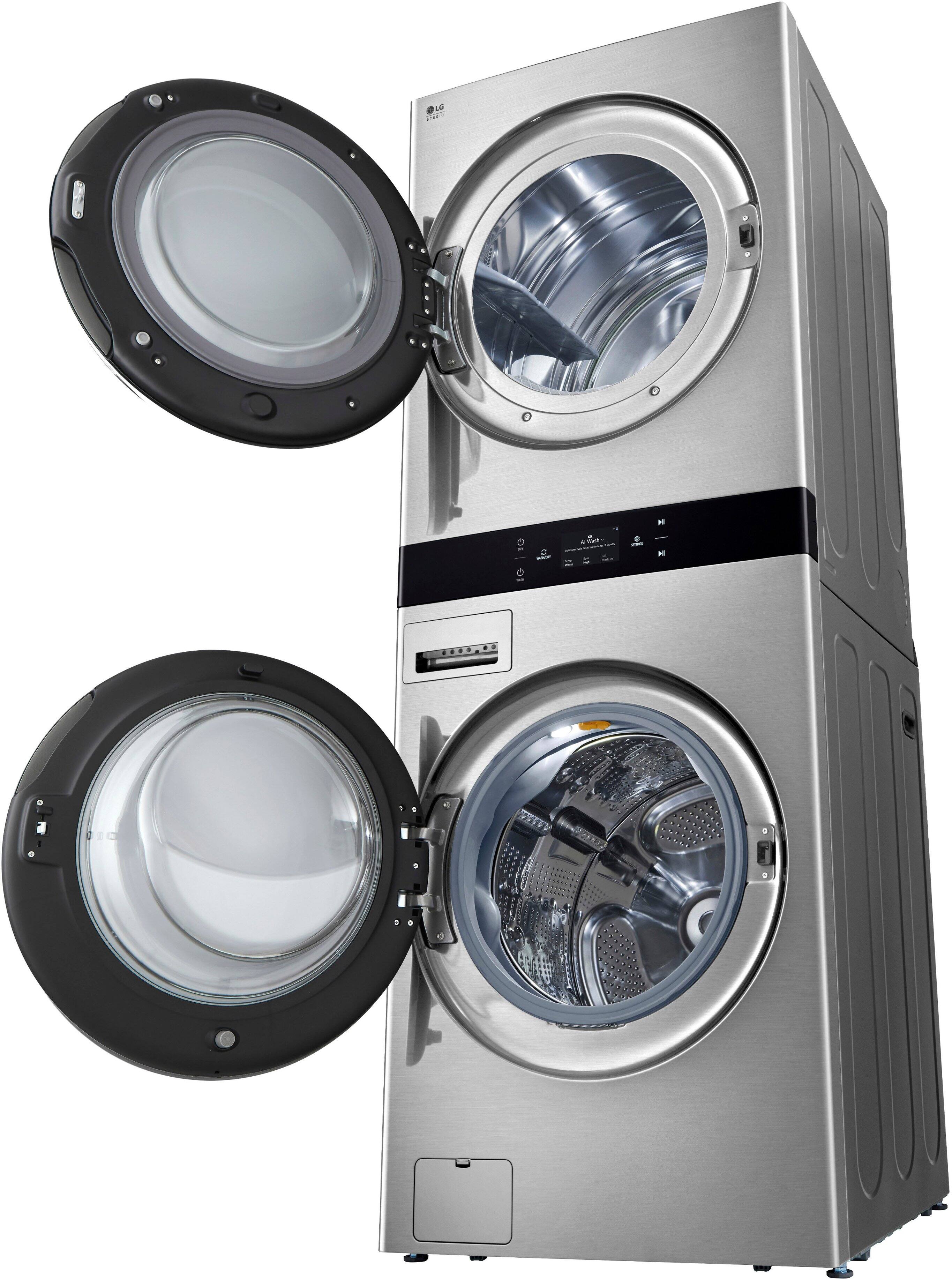 Alt View 16. LG - STUDIO 5.0 Cu. Ft. HE Smart Front Load Washer and 7.4 Cu. Ft. Electric Dryer WashTower with Steam and TurboWash 360 - Noble Steel.