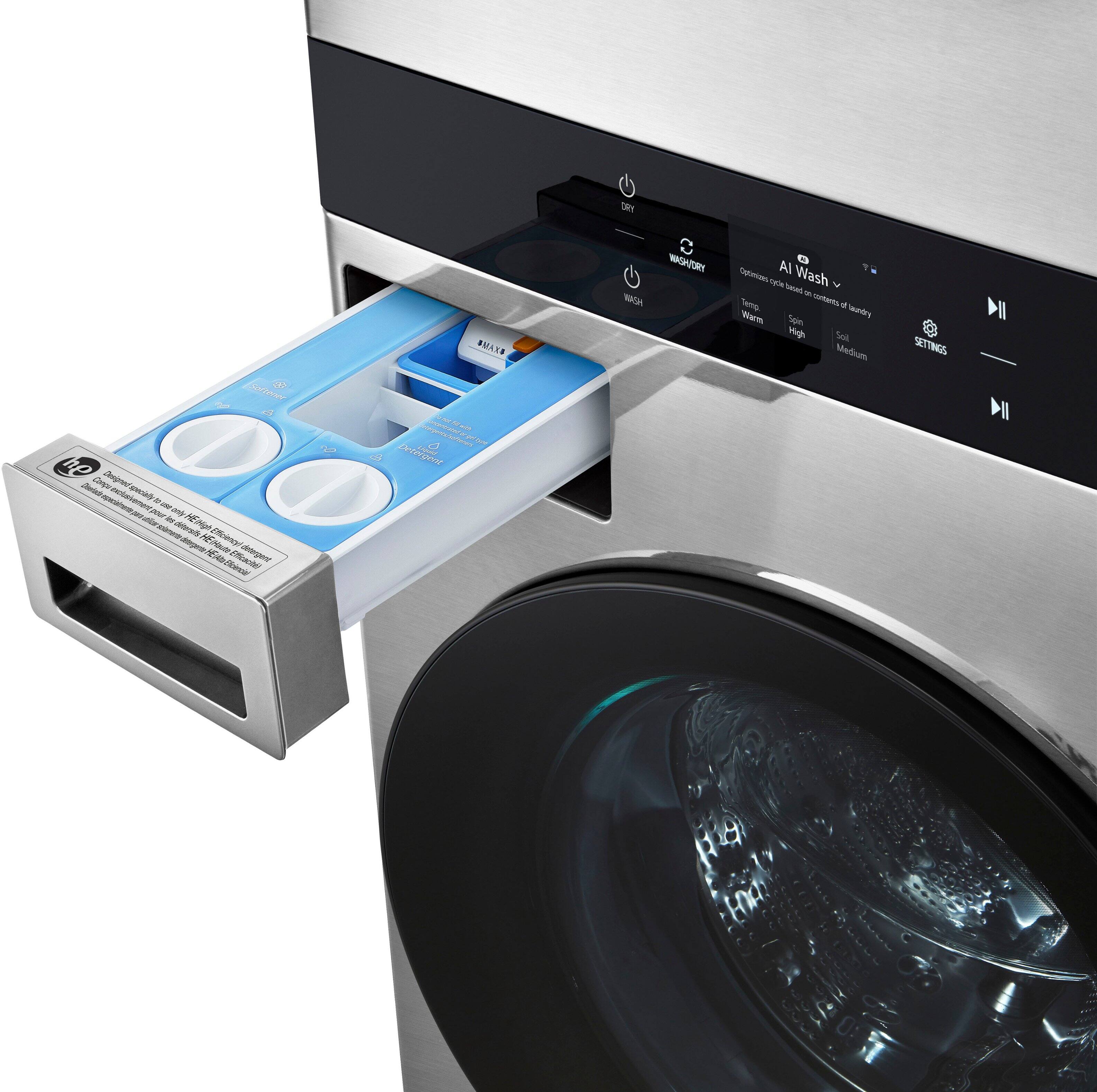 Alt View 18. LG - STUDIO 5.0 Cu. Ft. HE Smart Front Load Washer and 7.4 Cu. Ft. Electric Dryer WashTower with Steam and TurboWash 360 - Noble Steel.