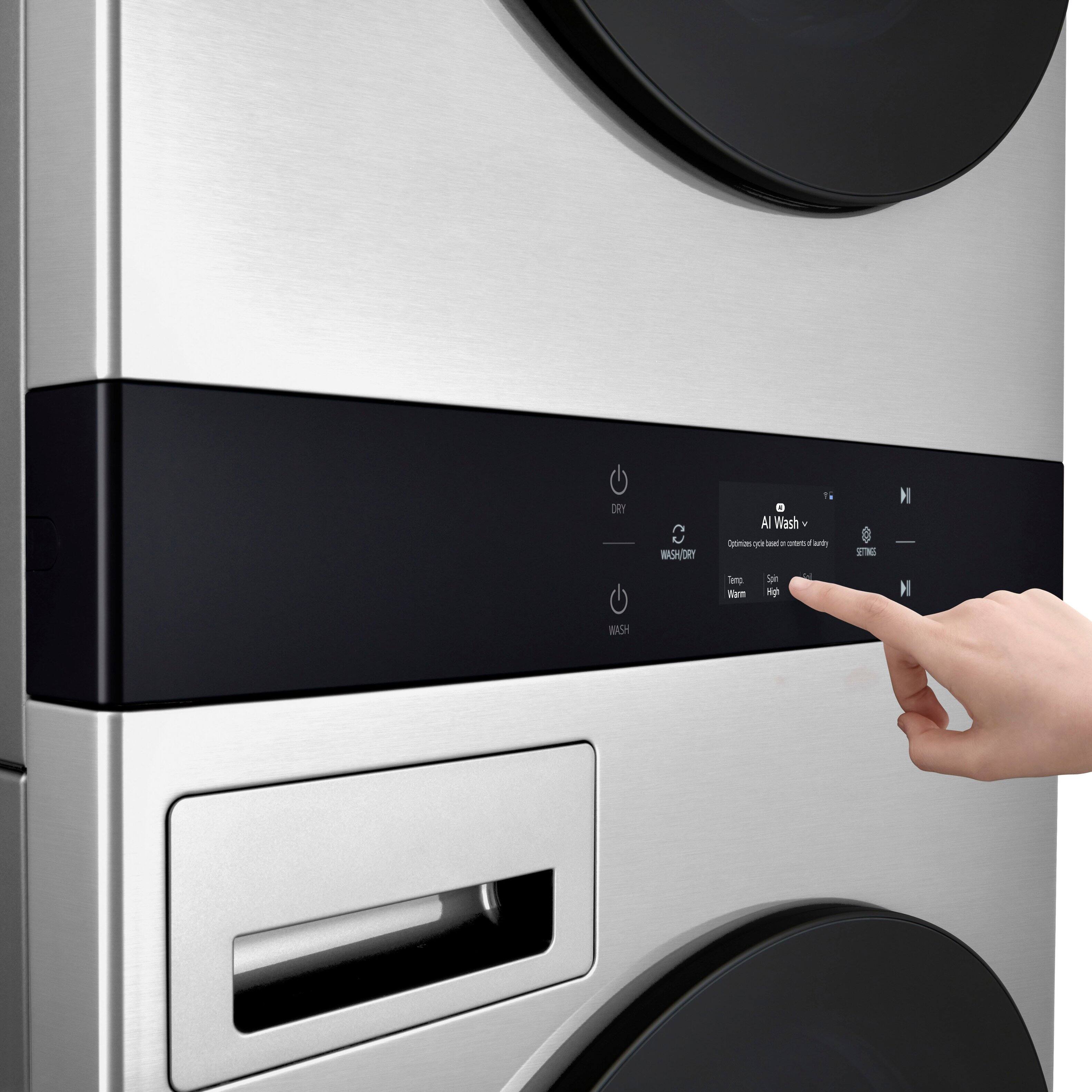 Alt View 21. LG - STUDIO 5.0 Cu. Ft. HE Smart Front Load Washer and 7.4 Cu. Ft. Electric Dryer WashTower with Steam and TurboWash 360 - Noble Steel.