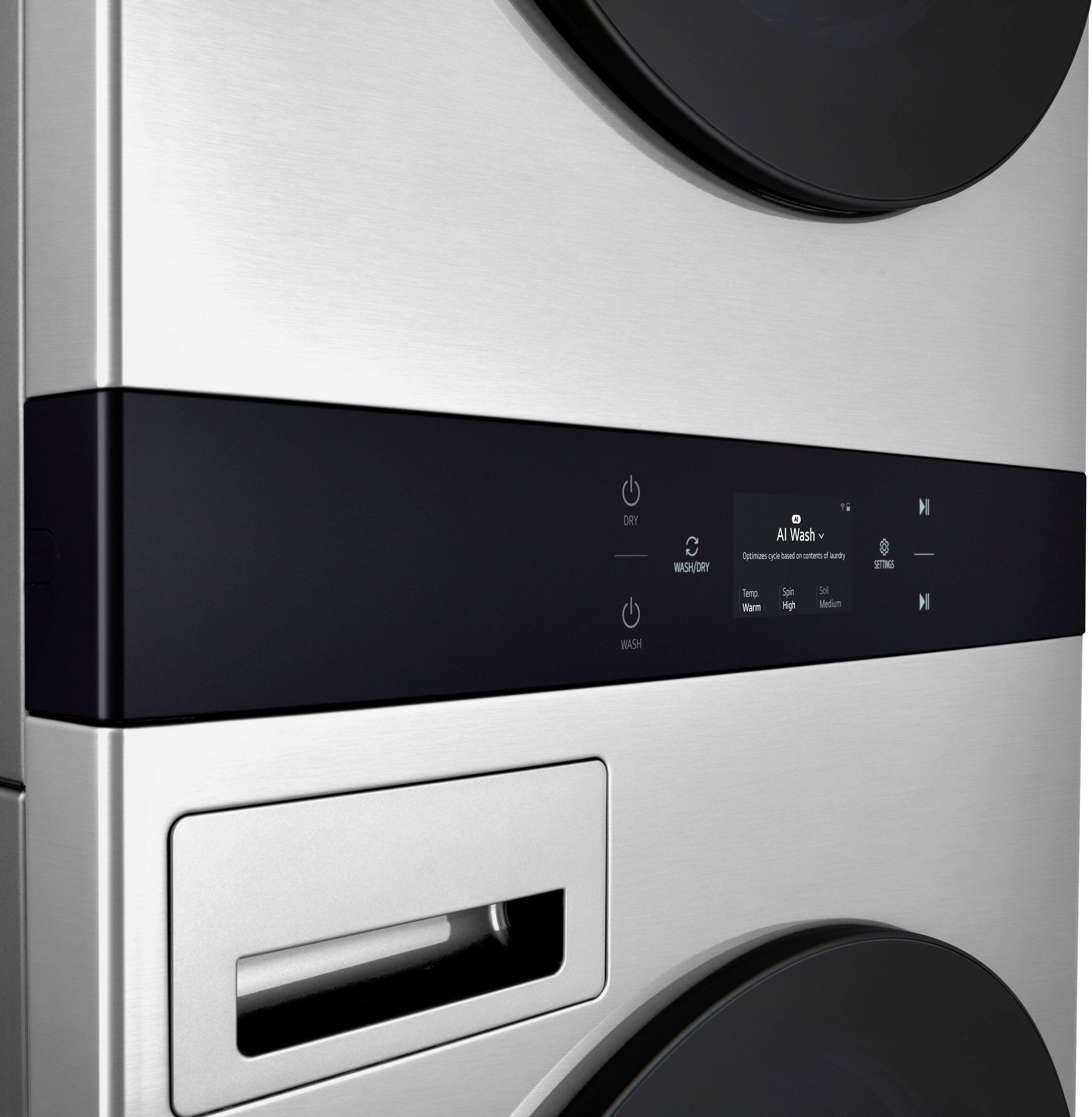 Alt View 22. LG - STUDIO 5.0 Cu. Ft. HE Smart Front Load Washer and 7.4 Cu. Ft. Electric Dryer WashTower with Steam and TurboWash 360 - Noble Steel.