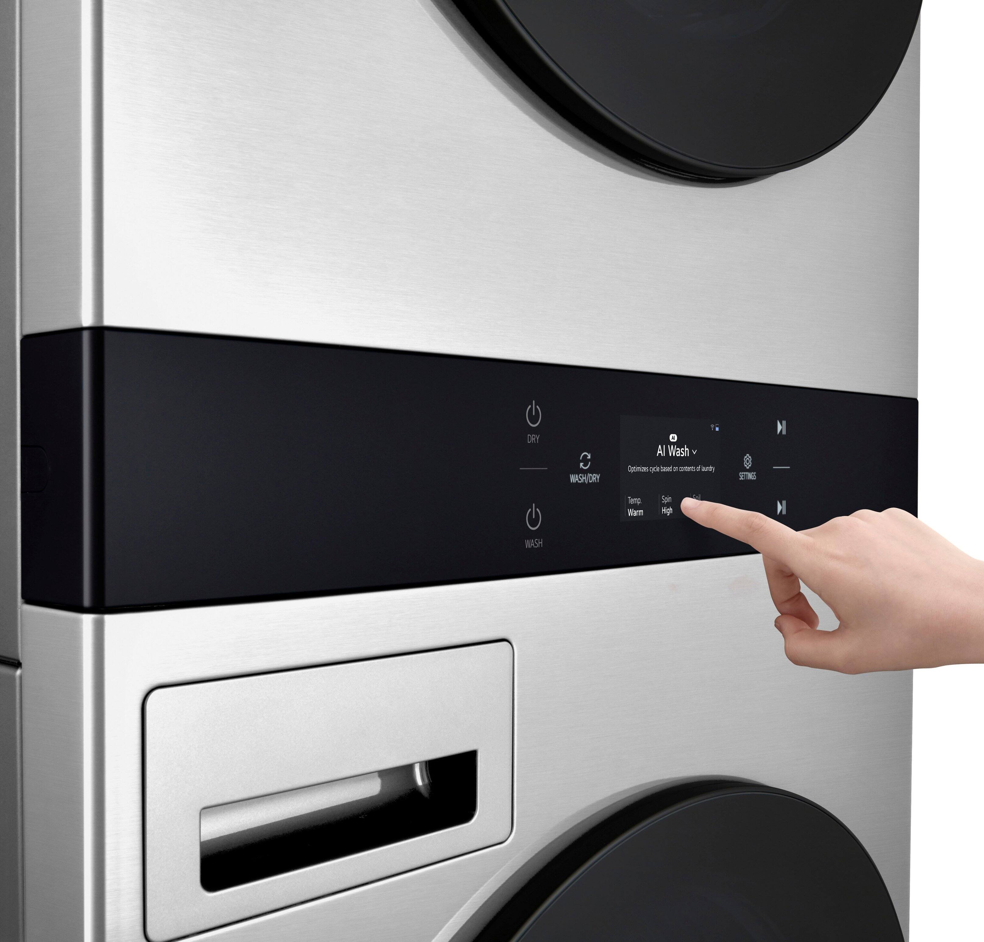 Alt View 21. LG - STUDIO 5.0 Cu. Ft. HE Smart Front Load Washer and 7.4 Cu. Ft. Gas Dryer WashTower with Steam and TurboWash 360 - Noble Steel.