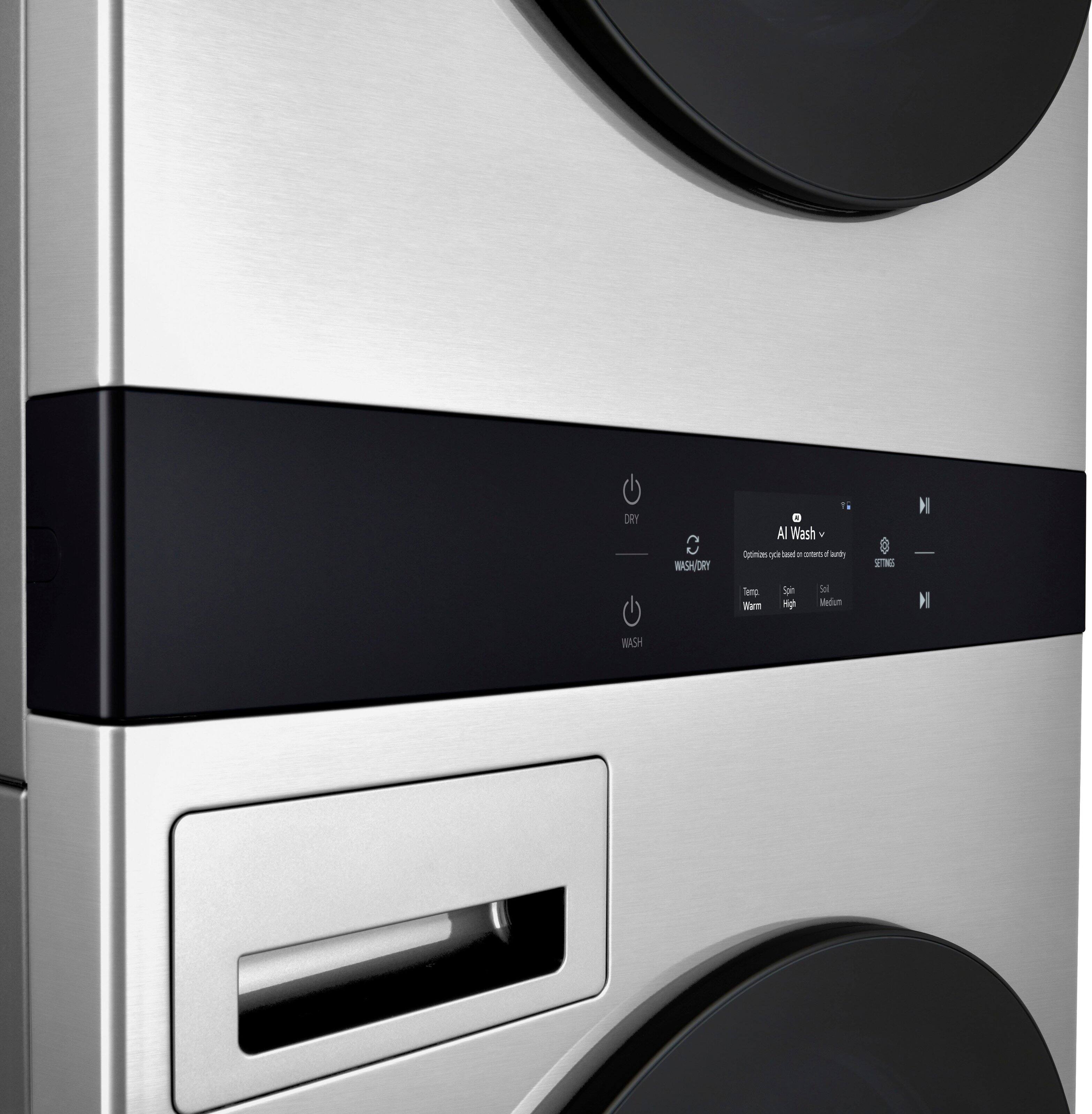 Alt View 22. LG - STUDIO 5.0 Cu. Ft. HE Smart Front Load Washer and 7.4 Cu. Ft. Gas Dryer WashTower with Steam and TurboWash 360 - Noble Steel.