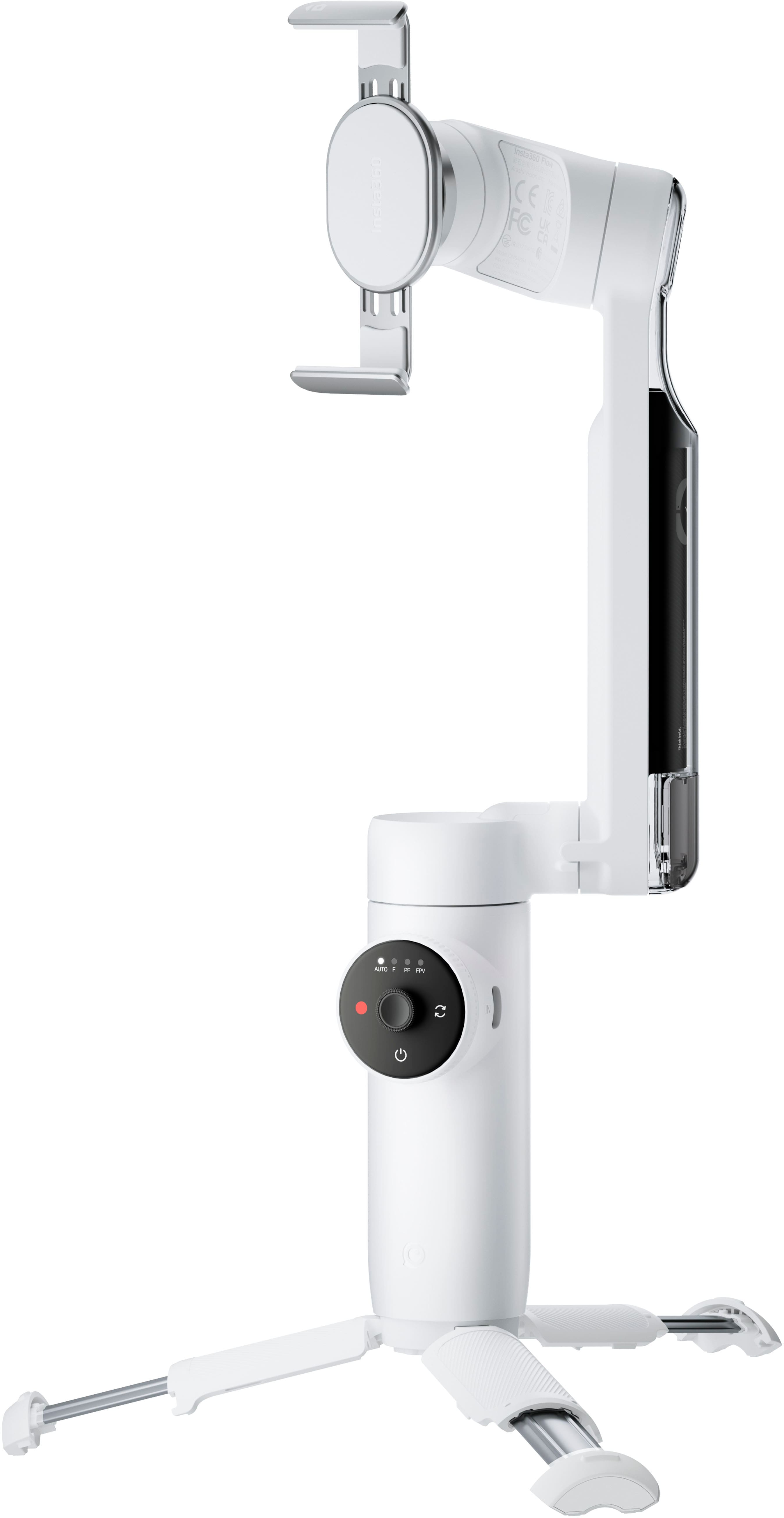Left. Insta360 - Flow Standard 3-axis Gimbal Stabilizer for Smartphones with built-in Tripod - White.