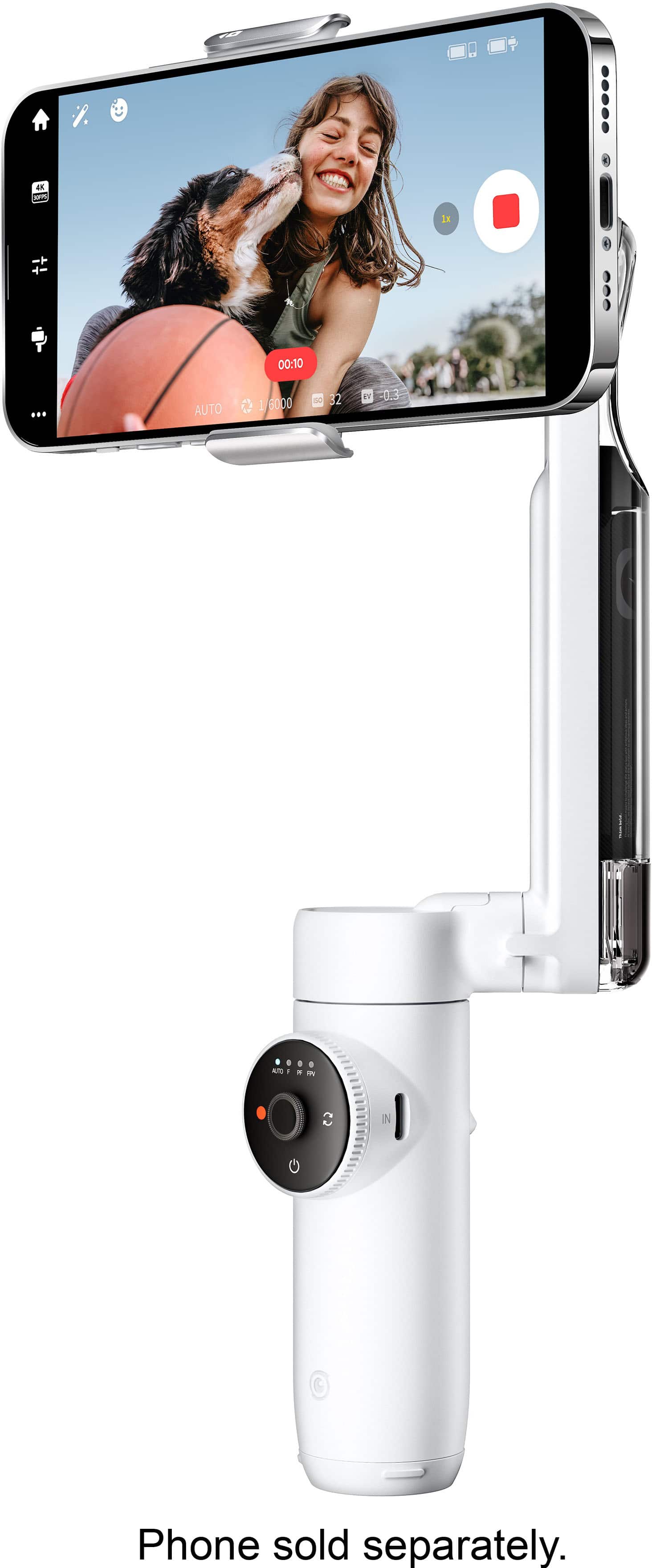 Alt View 14. Insta360 - Flow Standard 3-axis Gimbal Stabilizer for Smartphones with built-in Tripod - White.