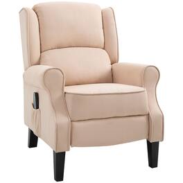 Homcom - Recliner Chair for Living Room, Wingback Single Sofa with Vibration Massage, Heat, Push Back - Beige