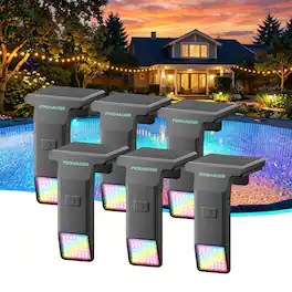 POOLHACKER - 6 Pack Solar Pool Lights, 10-Color 4-Mode Submersible LED Lights with Timer & Remote for Inground&Above Ground Pool
