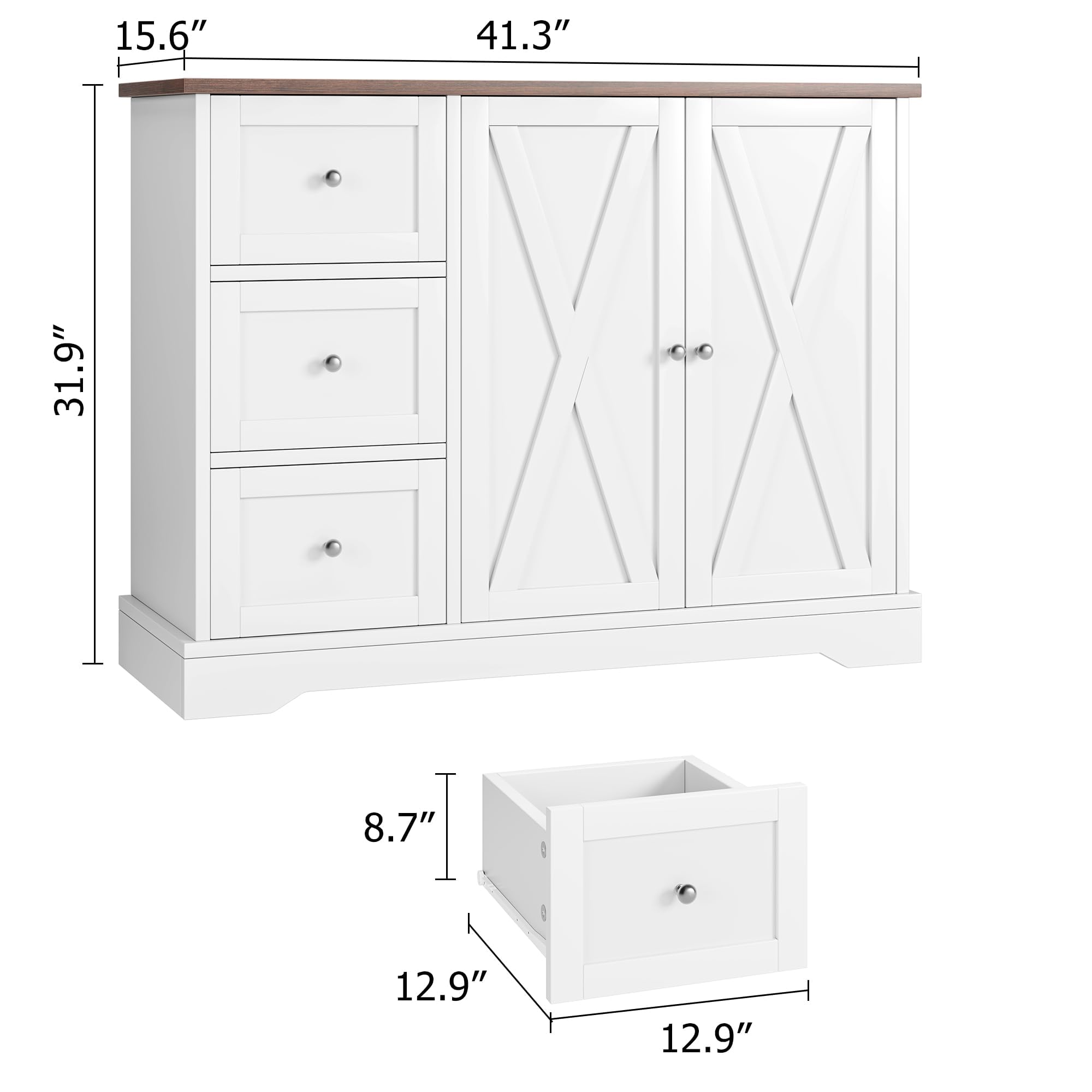 15.6"  
41.3"  
31.9"  
8.7"  
12.9"  
12.9"