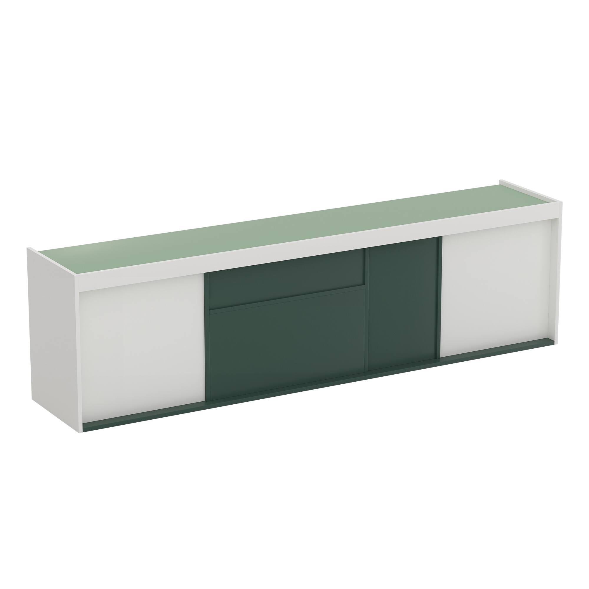 Alt View 7. luck idea - Modern Minimalist 78.7” TV Stand, Gold Pulls & Hidden Handles, Large Storage Media Console - Green.