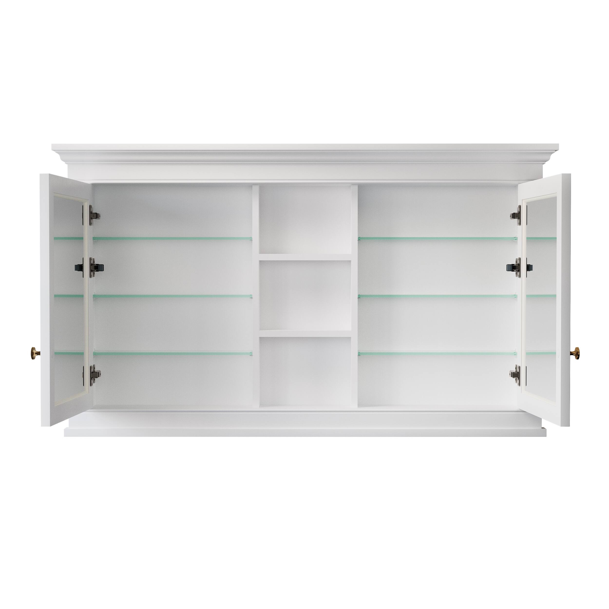 Alt View 9. WELLFOR - 55-Inch W x 32-Inch H Recessed Solid Rubberwood Medicine Cabinet with Mirrored Door - White.