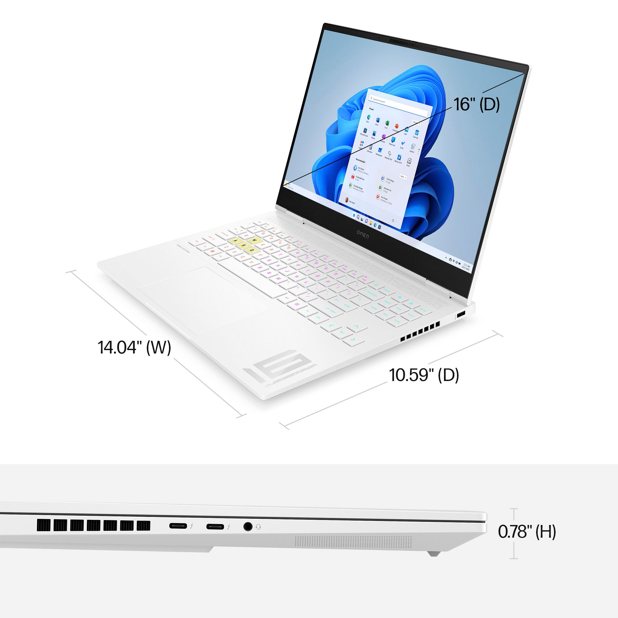 New HP OMEN - 16.1 Micro-Edge QHD 2K 165Hz Gaming Laptop - Intel Core i7  11800H - B&O - NVIDIA GeForce RTX 3070 - 16GB Memory 1TB SSD - Ceramic  White