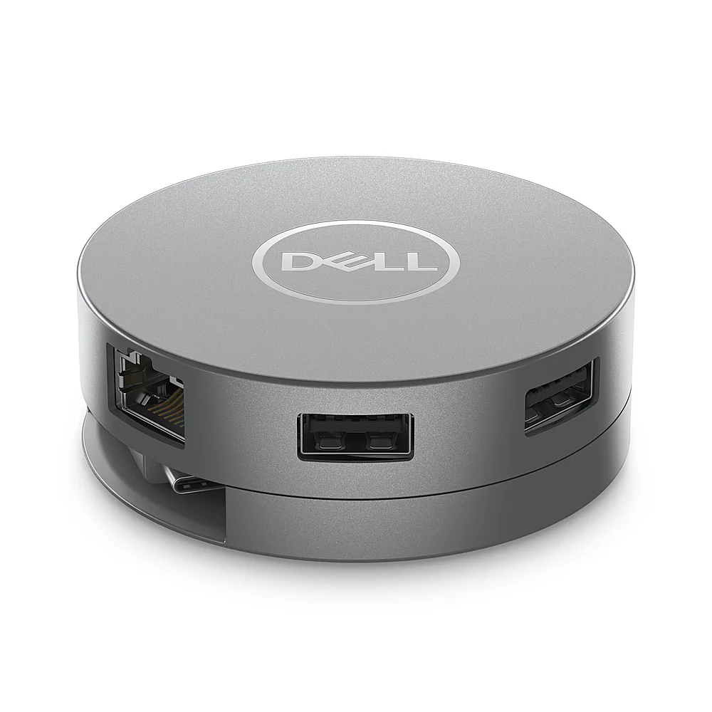 Front. Dell - Dell 6-in-1 USB-C Multiport Adapter - DA305 - Gray.