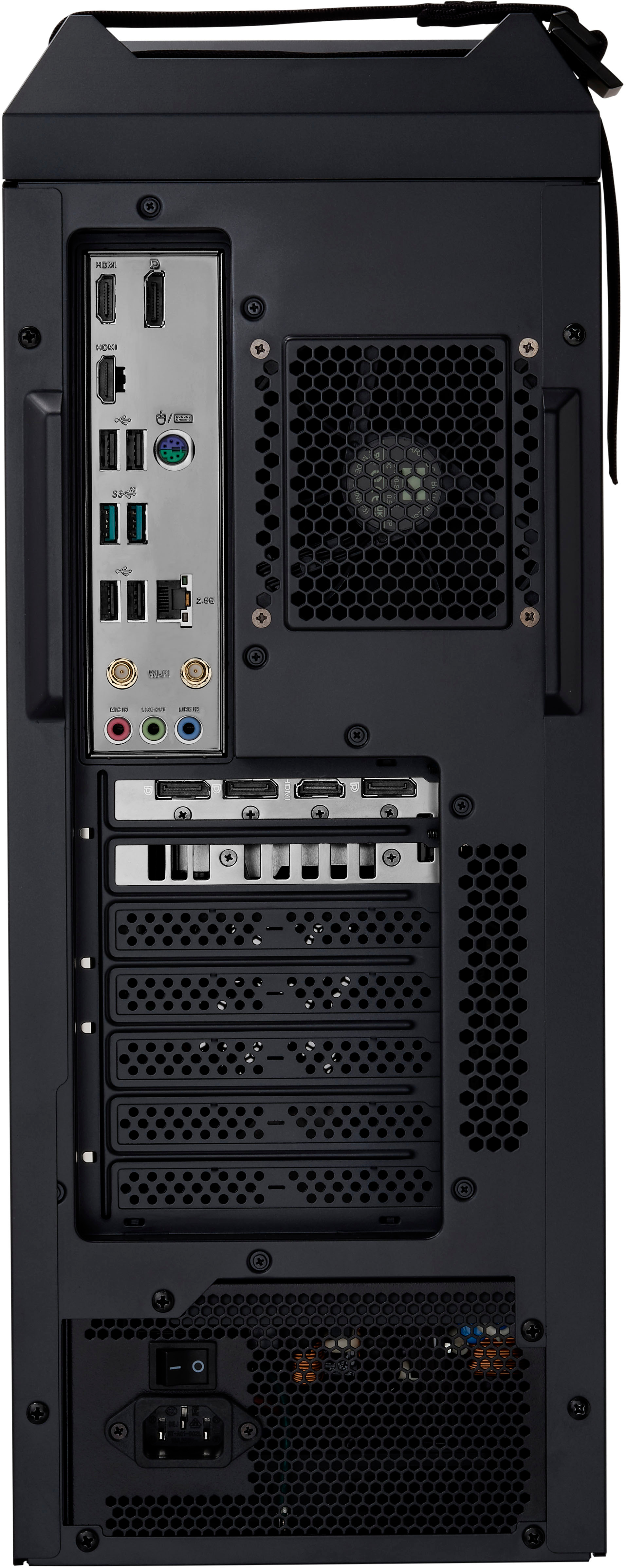 Back View: HP OMEN - 45L Gaming Desktop - Intel Core i7-12700K - 16GB DDR4 Memory - NVIDIA GeForce RTX 4070 - 1TB SSD - Black