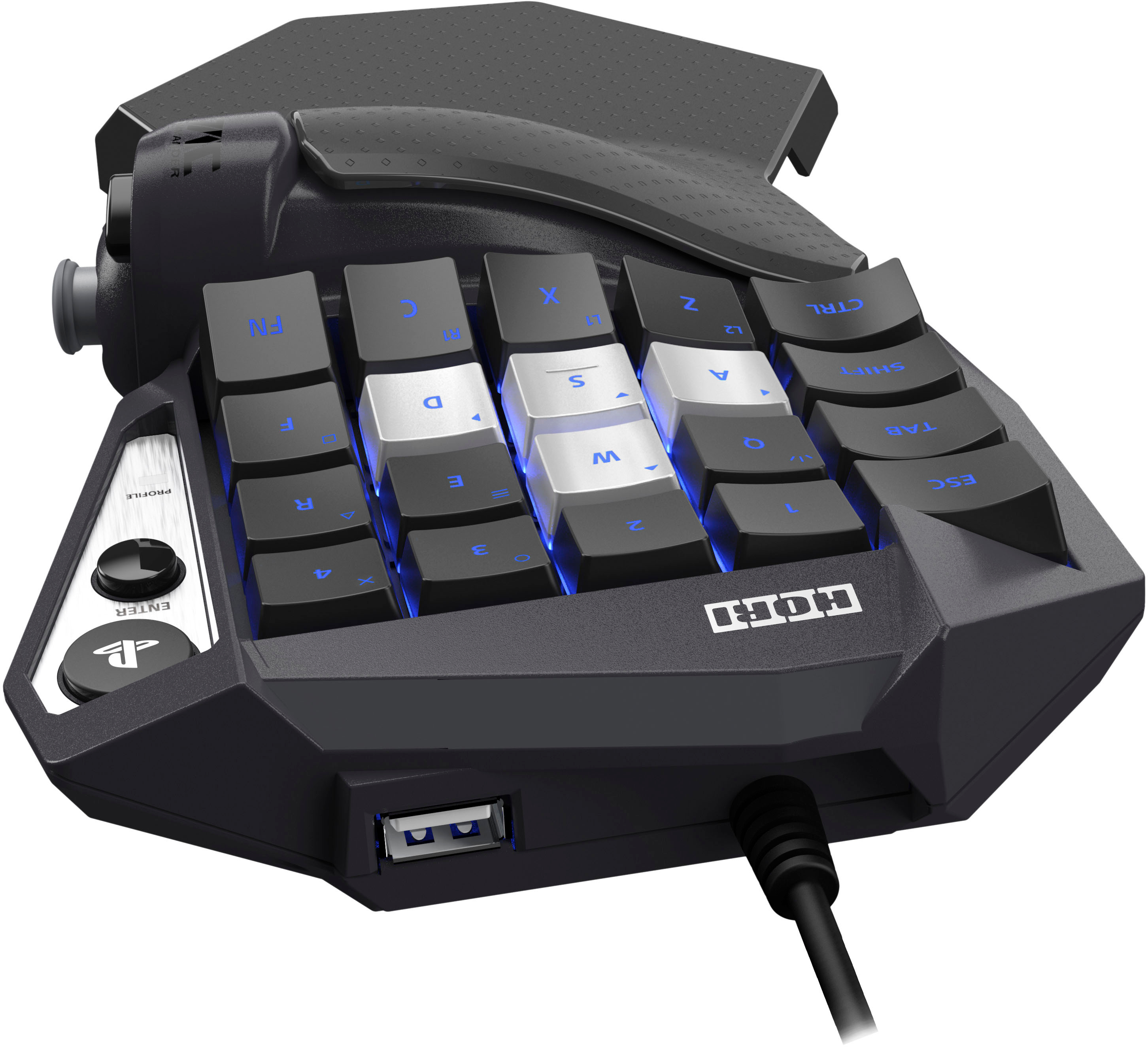 Angle View: Hori - Tactical Assault Commander (TAC) Video Game Mechanical Keypad Controller for PlayStation 5, PlayStation 4, and PC - Black