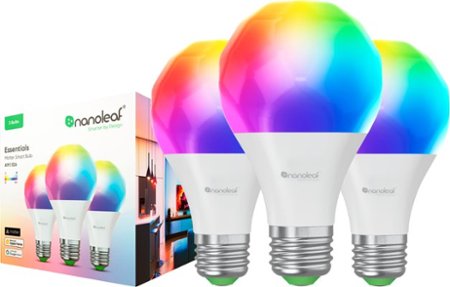 Nanoleaf - Essentials Matter A19 Smart LED Light Bulb - Thread & Matter-Enabled (3 Pack) - Multicolor
